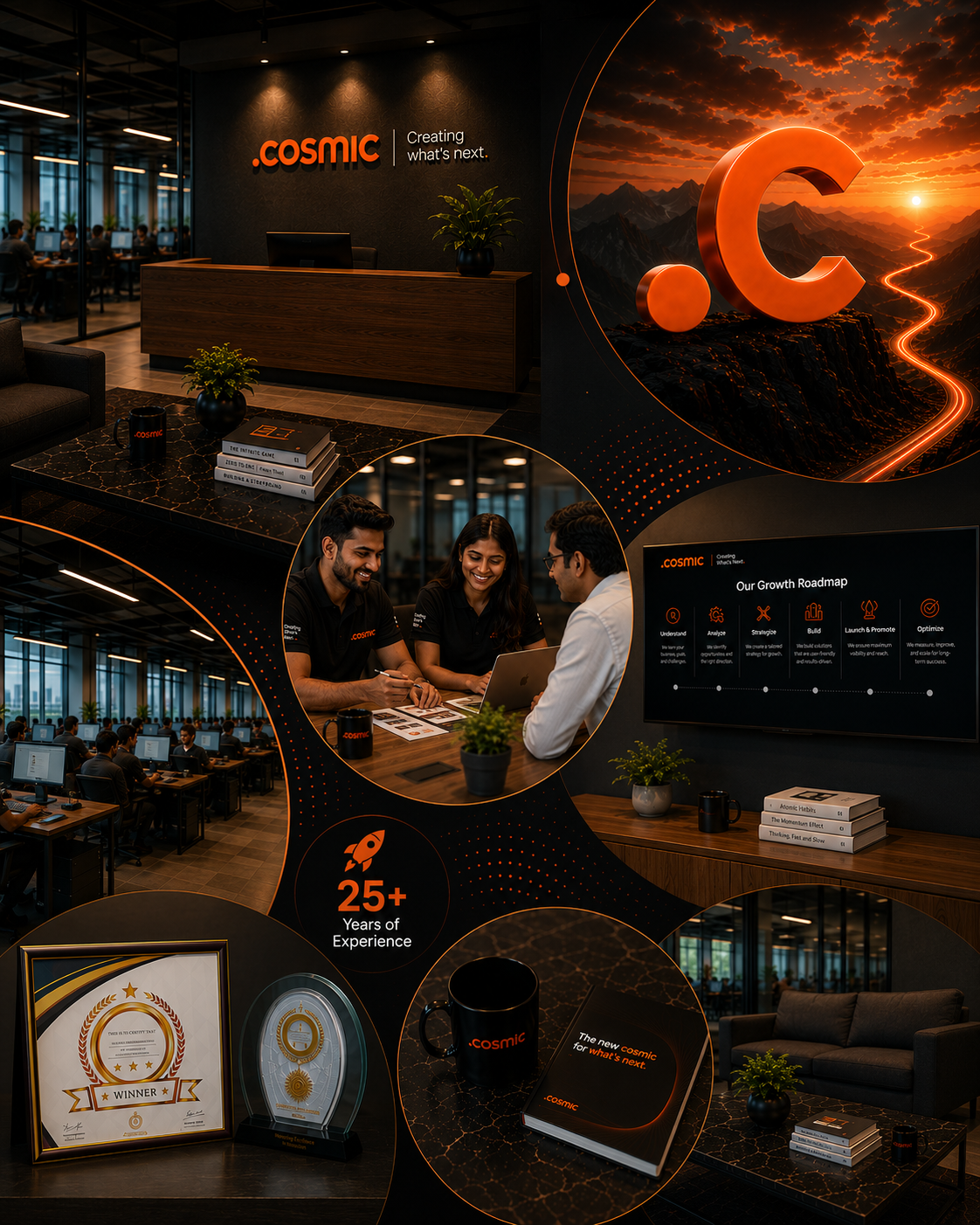 Cosmic Technologies office, team and brand moments