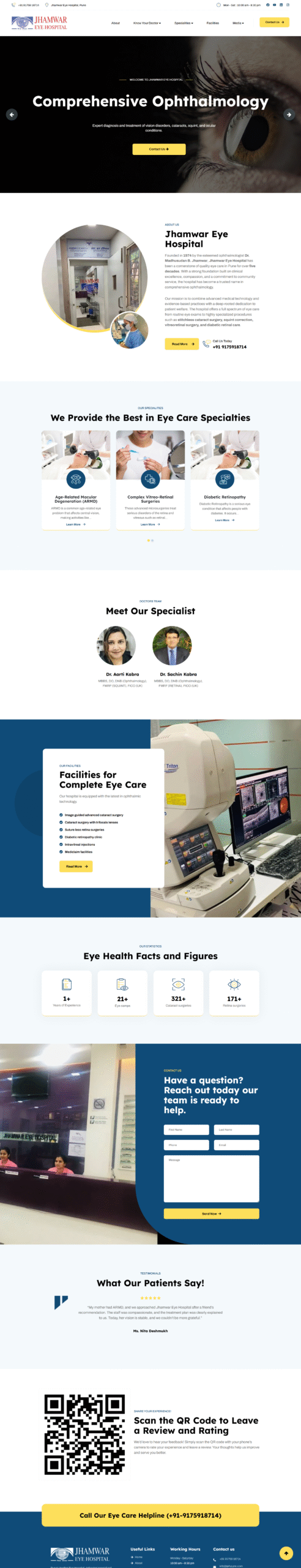 Jhamwar Eye Hospital full page screenshot